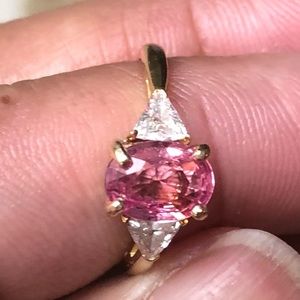 14K Gold Natural Pink Sapphire & Real Diamond Ring